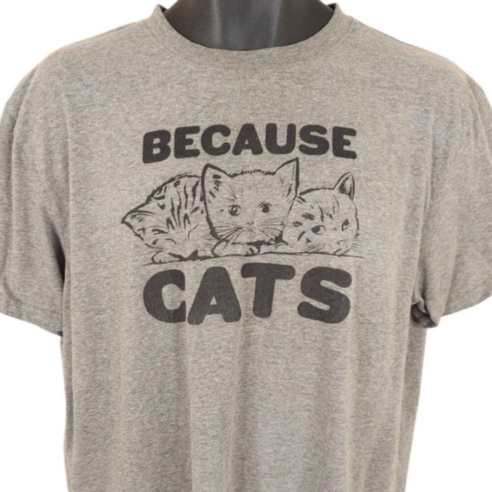 Because Cats T Shirt Mens Size Large Gray Kittens Animal Tee